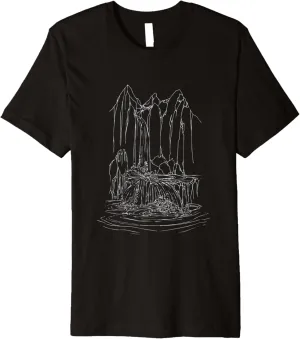 Waterfall Mountains Water Hiking Hike Hiker Nature Trekking Premium T-Shirt