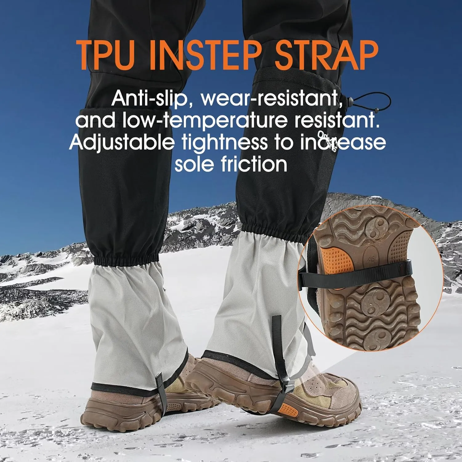 Waterproof Adjustable Leg Gaiters for Men and Women Snow Boot Gaiters for Hiking in Hunting Sand and Mud Mountain Climbing or Snowshoeing