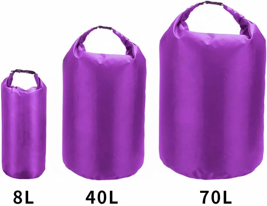 Waterproof Dry Bag 8L/40L/70L, 3-Pack Dry Sack, Lightweight Outdoor Dry Bags Travel Duffel Bags Roll Top Sack for Kayaking, Boating, Swimming, Camping, Hiking, Fishing