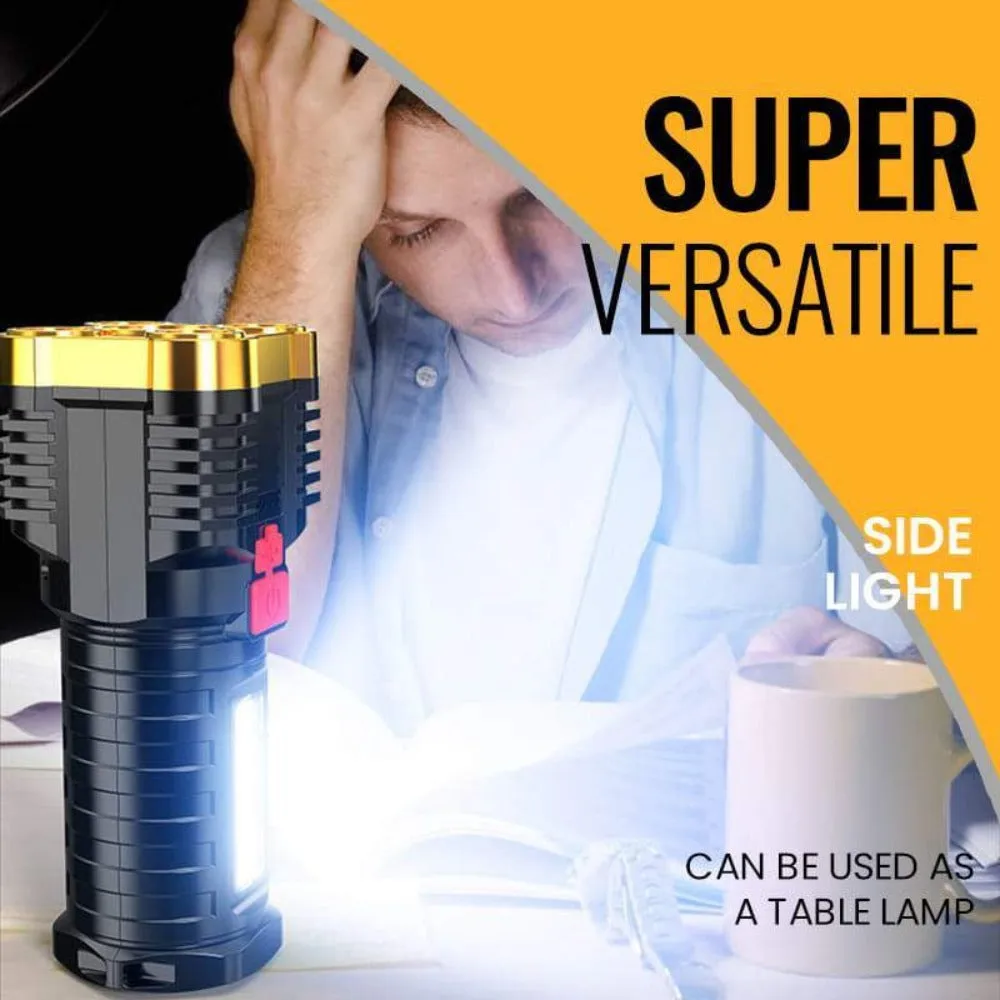 Waterproof LED Flashlight for Outdoor Use with Ultra Bright Side Lamp