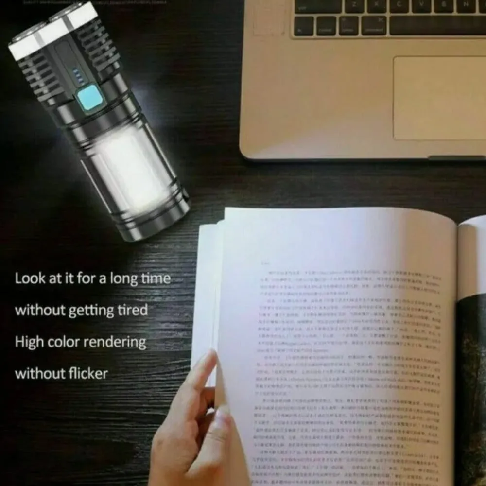 Waterproof LED Flashlight for Outdoor Use with Ultra Bright Side Lamp