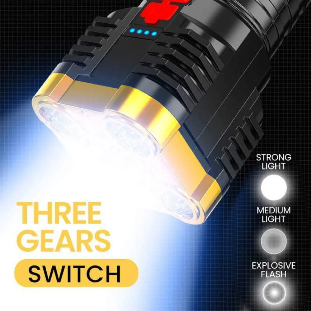 Waterproof LED Flashlight for Outdoor Use with Ultra Bright Side Lamp