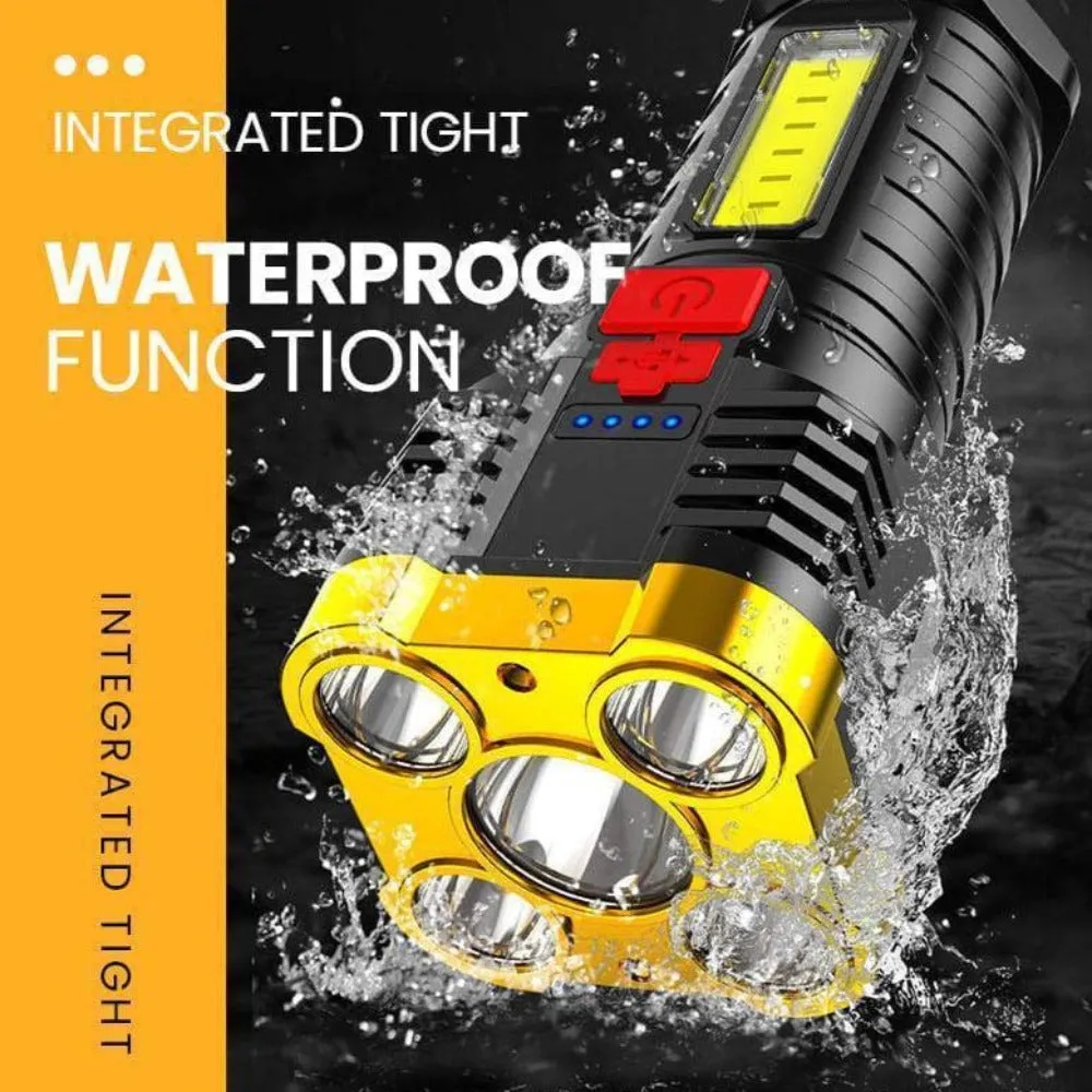 Waterproof LED Flashlight for Outdoor Use with Ultra Bright Side Lamp