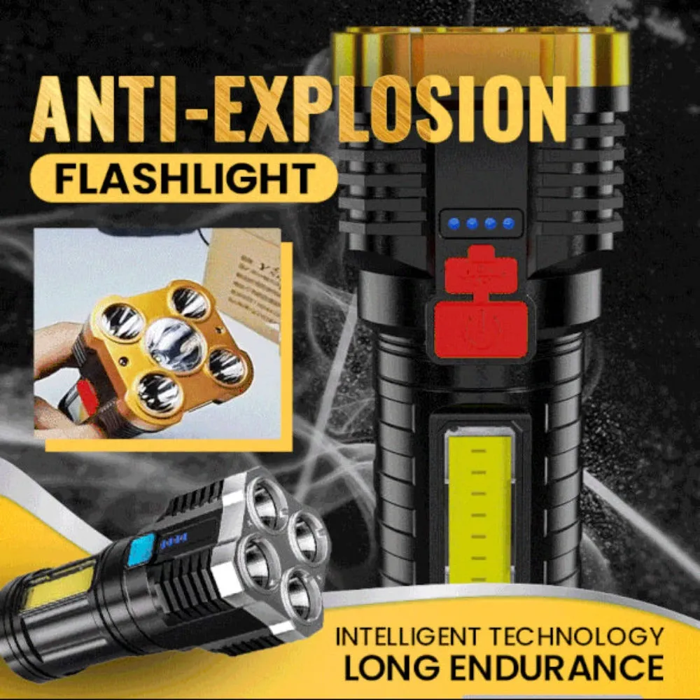 Waterproof LED Flashlight for Outdoor Use with Ultra Bright Side Lamp