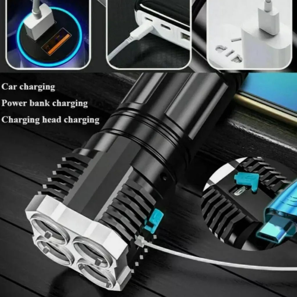 Waterproof LED Flashlight for Outdoor Use with Ultra Bright Side Lamp