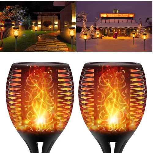 Waterproof Solar-Powered LED Torch Lights with 33 Flickering Flames for Outdoor Gardens and Walkways