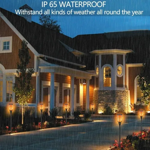 Waterproof Solar-Powered LED Torch Lights with 33 Flickering Flames for Outdoor Gardens and Walkways
