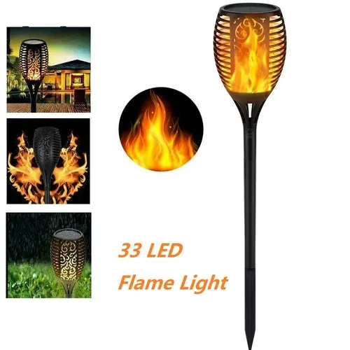 Waterproof Solar-Powered LED Torch Lights with 33 Flickering Flames for Outdoor Gardens and Walkways
