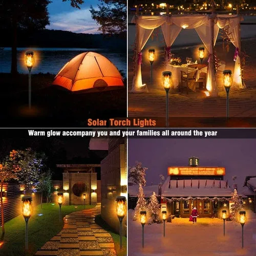 Waterproof Solar-Powered LED Torch Lights with 33 Flickering Flames for Outdoor Gardens and Walkways