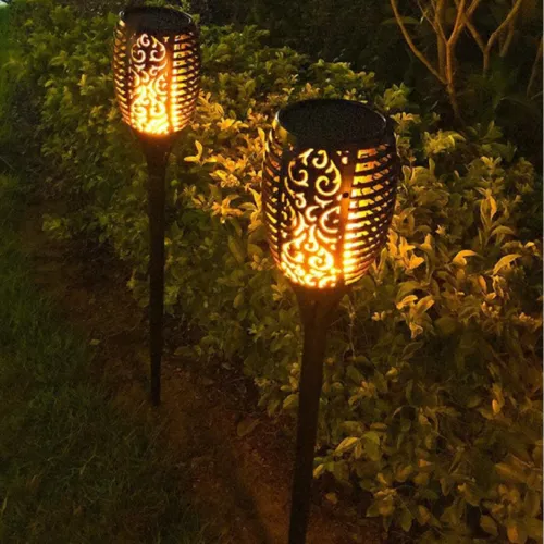Waterproof Solar-Powered LED Torch Lights with 33 Flickering Flames for Outdoor Gardens and Walkways