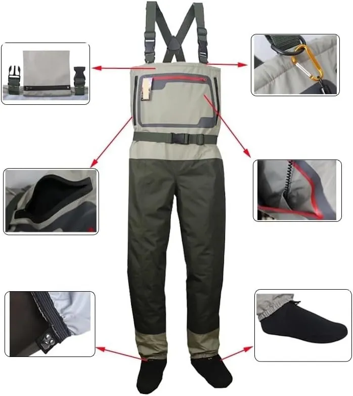Waterproof Waders For Men's And Women's Outdoor Activities Fish Waders For Hiking And Fishing Easy To Put On And Take Off
