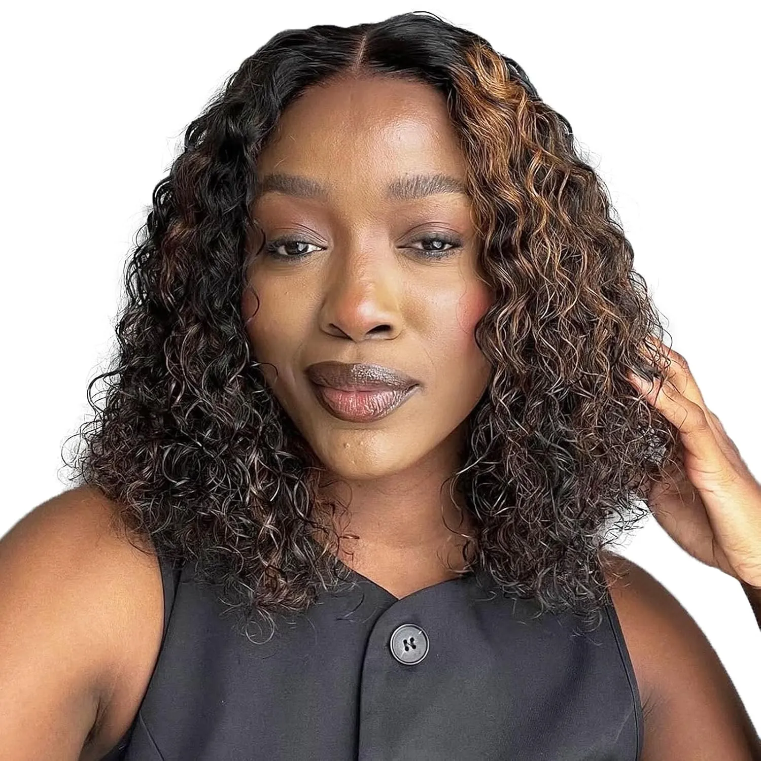 Wear And Go Glueless Wigs Human Hair Pre Plucked Pre Cut Curly Bob Wig Human Hair 5x5 Hd Lace Closure Ombre Water Wave Lace Front Wigs Human Hair Wigs For Black Women P1b/30 12inch
