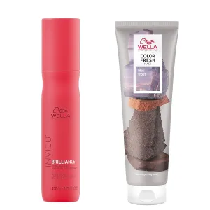 Wella Professionals Color Fresh Mask, Lilac Frost, Natural Shade, Temporary Color, Damage Free, Color-Depositing Hair Mask With Avocado Oil   Invigo Brilliance Miracle BB Color Protection Spray