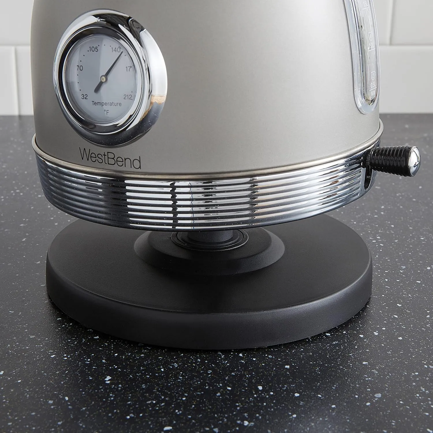 West Bend Electric Kettle Retro-Styled Stainless Steel 1500 Watts with Auto-Shutoff & Boil-Dry Protection, 1.7-Liter, Gray