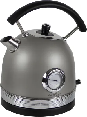 West Bend Electric Kettle Retro-Styled Stainless Steel 1500 Watts with Auto-Shutoff & Boil-Dry Protection, 1.7-Liter, Gray