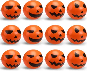 Wettarn 12 Pcs Halloween Pumpkin Beach Balls - Inflatable Plastic Jack O Lantern Party Decoration - Blow up Props for Carnival Prizes