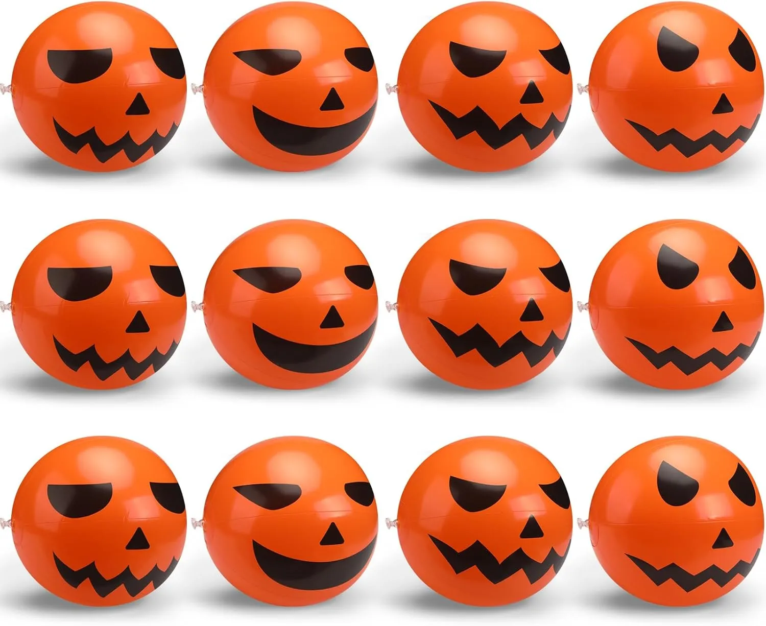 Wettarn 24 Pcs Halloween Pumpkin Beach Balls for Kids Bulk Halloween Inflatable Plastic Jack O Lantern Party Decoration Blow up Props Toy for Classroom School Carnival Prizes Decor
