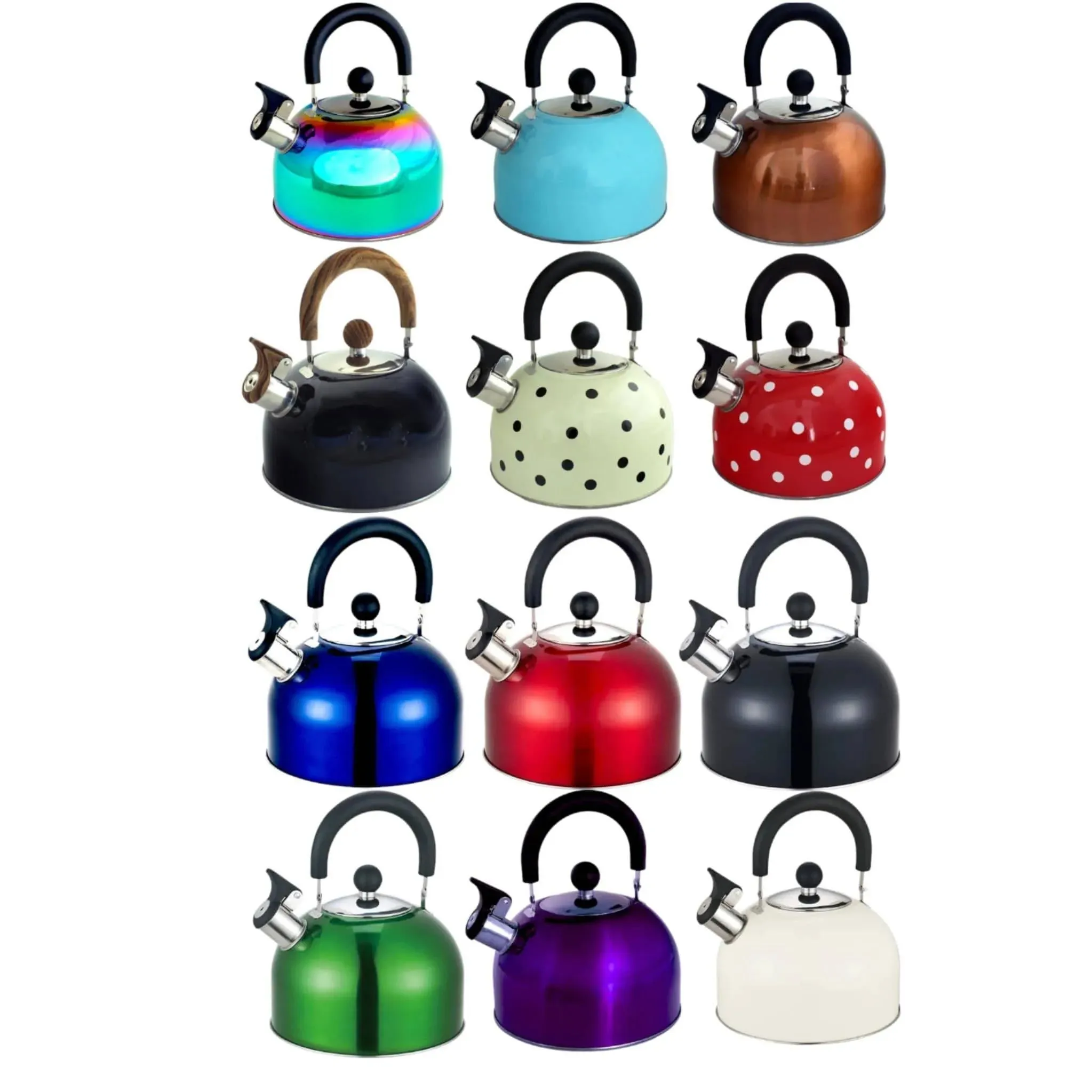 Whistling Kettle Stainless Steel Gas Electric Induction 2.5L - Choice Of Colour