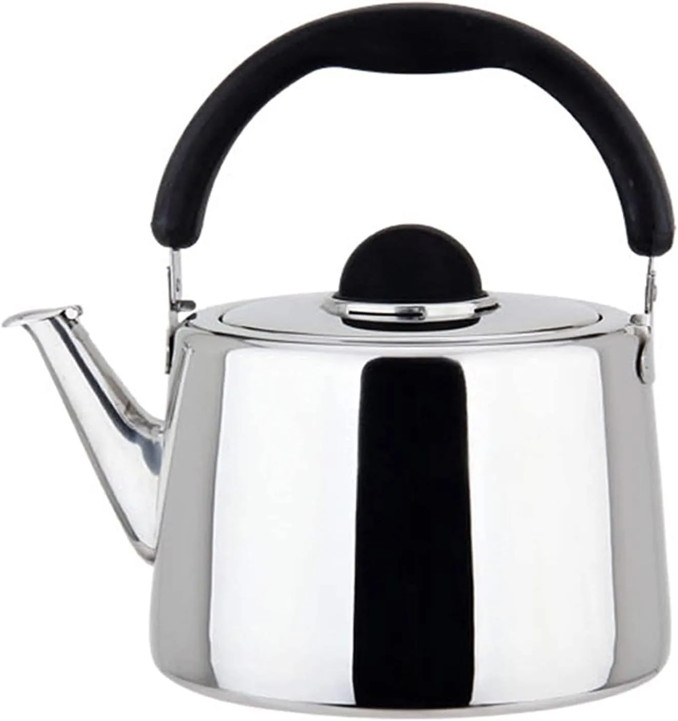 Whistling Teapots Stainless Steel Whistling Kettle Lightweight Compact for Camping Trips Hiking Cooking Campsite Campfire BBQ Glamping 211014(Color:Silver Size:4.5L) (Silver 5L)