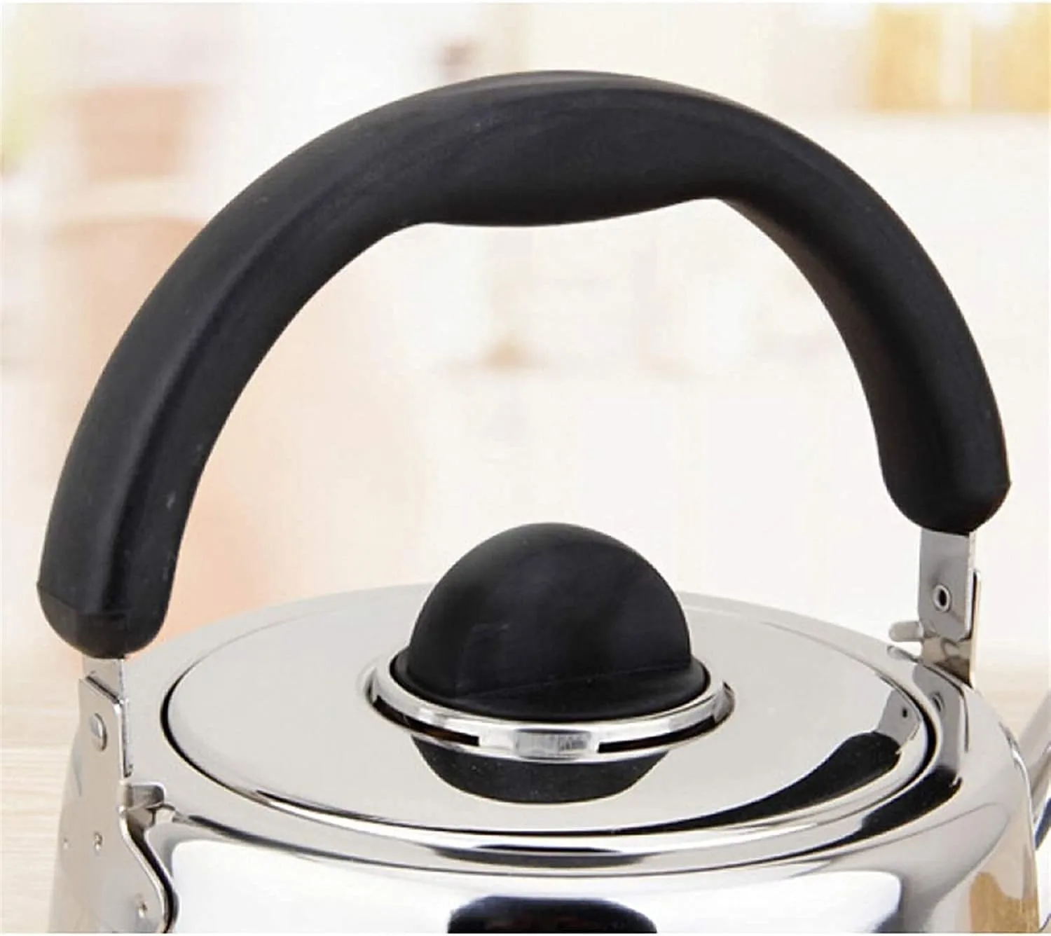 Whistling Teapots Stainless Steel Whistling Kettle Lightweight Compact for Camping Trips Hiking Cooking Campsite Campfire BBQ Glamping 211014(Color:Silver Size:4.5L) (Silver 5L)