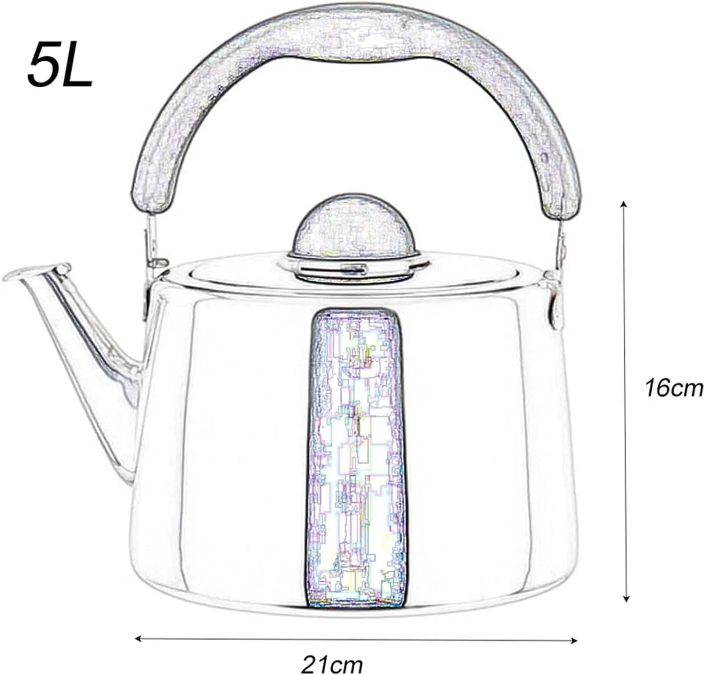 Whistling Teapots Stainless Steel Whistling Kettle Lightweight Compact for Camping Trips Hiking Cooking Campsite Campfire BBQ Glamping 211014(Color:Silver Size:4.5L) (Silver 5L)