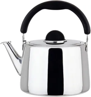 Whistling Teapots Stainless Steel Whistling Kettle Lightweight Compact for Camping Trips Hiking Cooking Campsite Campfire BBQ Glamping 211014(Color:Silver Size:4.5L) (Silver 5L)