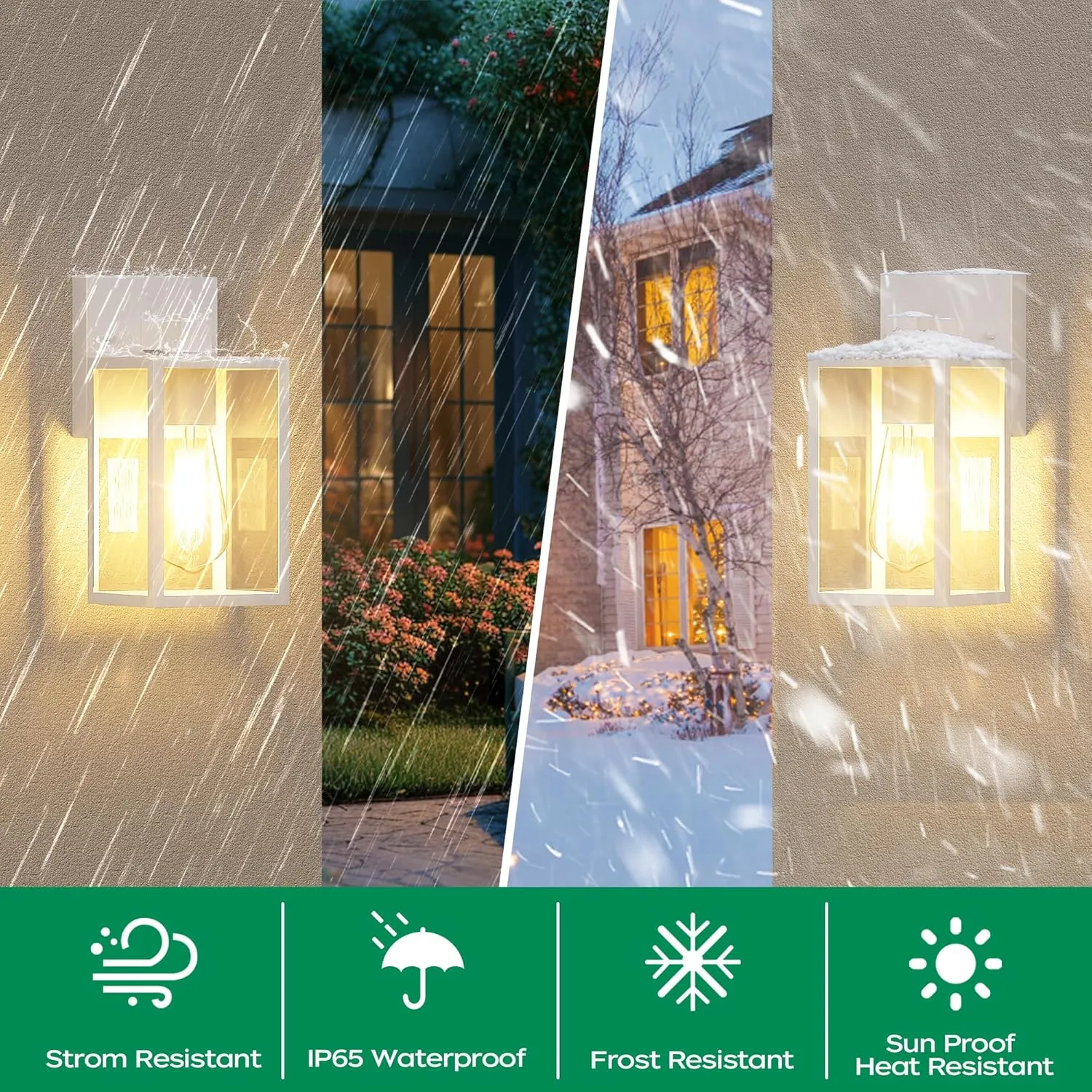 White Outdoor Lights for House, LED Exterior Front Porch Light fixtures for Outside, Waterproof Wall Sconce Lantern Lamp, Coach Lights for Patio, Garage, Doorway, Entryway