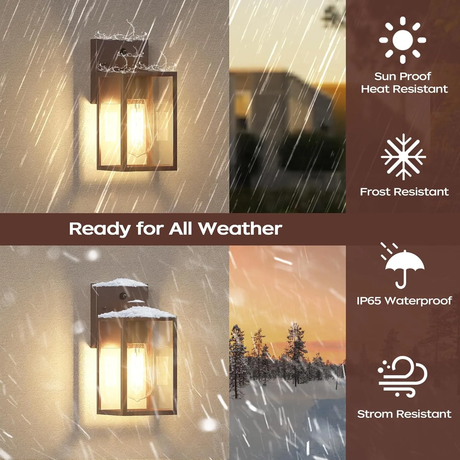 WIHTU Oil Rubbed Bronze Dusk to Dawn Porch Lights Fixtures - Outdoor Exterior Sensor Wall Sconce Lamp, Waterproof Wall Lantern, Anti Rust Coach Lights for Doorway, Garage