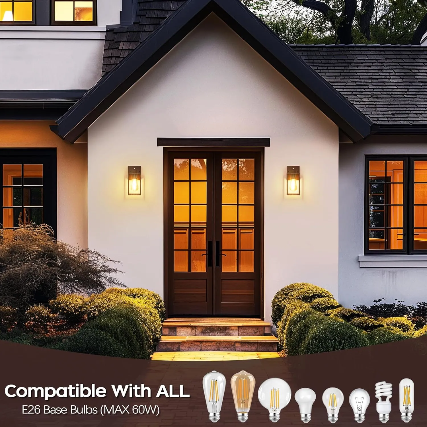 WIHTU Oil Rubbed Bronze Dusk to Dawn Porch Lights Fixtures - Outdoor Exterior Sensor Wall Sconce Lamp, Waterproof Wall Lantern, Anti Rust Coach Lights for Doorway, Garage