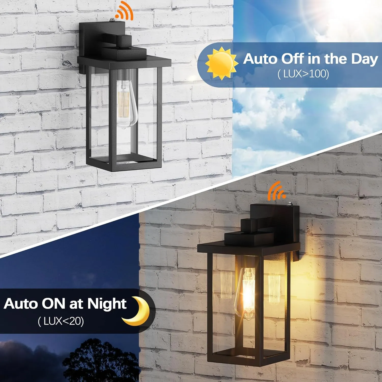 WIHTU Outdoor Porch Lights Fixtures Wall Mount, Dusk to Dawn Outdoor Lighting Fixtures for House, Sensor Exterior Wall Lights, Waterproof Sconce Outside Lamp, Anti Rust Wall Lantern for Garage