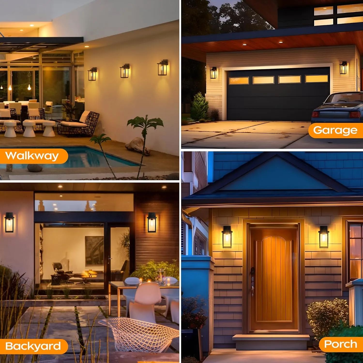 WIHTU Outdoor Porch Lights Fixtures Wall Mount, Dusk to Dawn Outdoor Lighting Fixtures for House, Sensor Exterior Wall Lights, Waterproof Sconce Outside Lamp, Anti Rust Wall Lantern for Garage