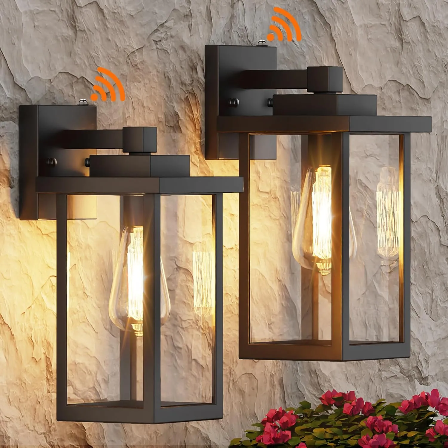 WIHTU Outdoor Porch Lights Fixtures Wall Mount, Dusk to Dawn Outdoor Lighting Fixtures for House, Sensor Exterior Wall Lights, Waterproof Sconce Outside Lamp, Anti Rust Wall Lantern for Garage