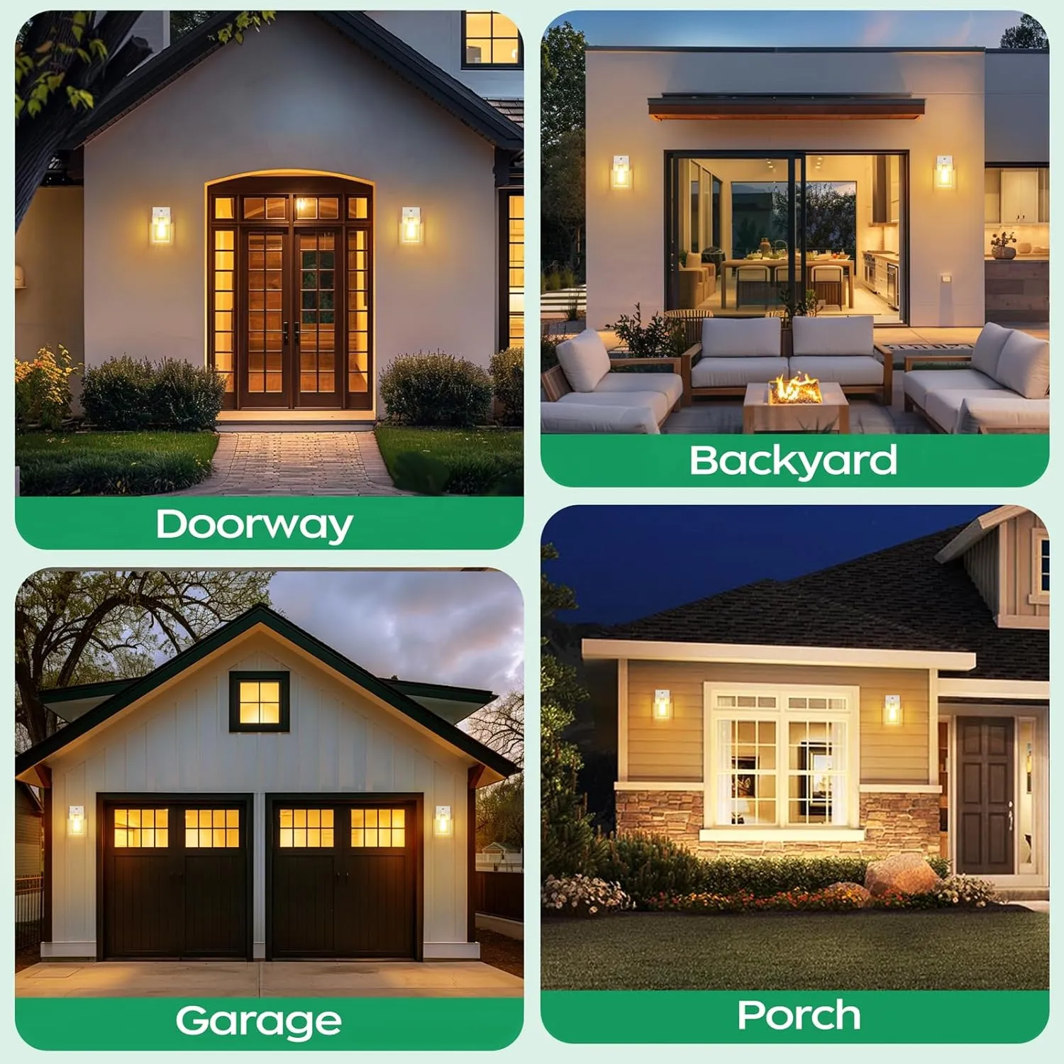 WIHTU Outdoor Wall Light Fixtures Dusk to Dawn, 4 Pack Exterior Lighting Waterproof Lantern, Porch Lights With E26 Sockets, White Wall Sconce for Front Door Patio Garage