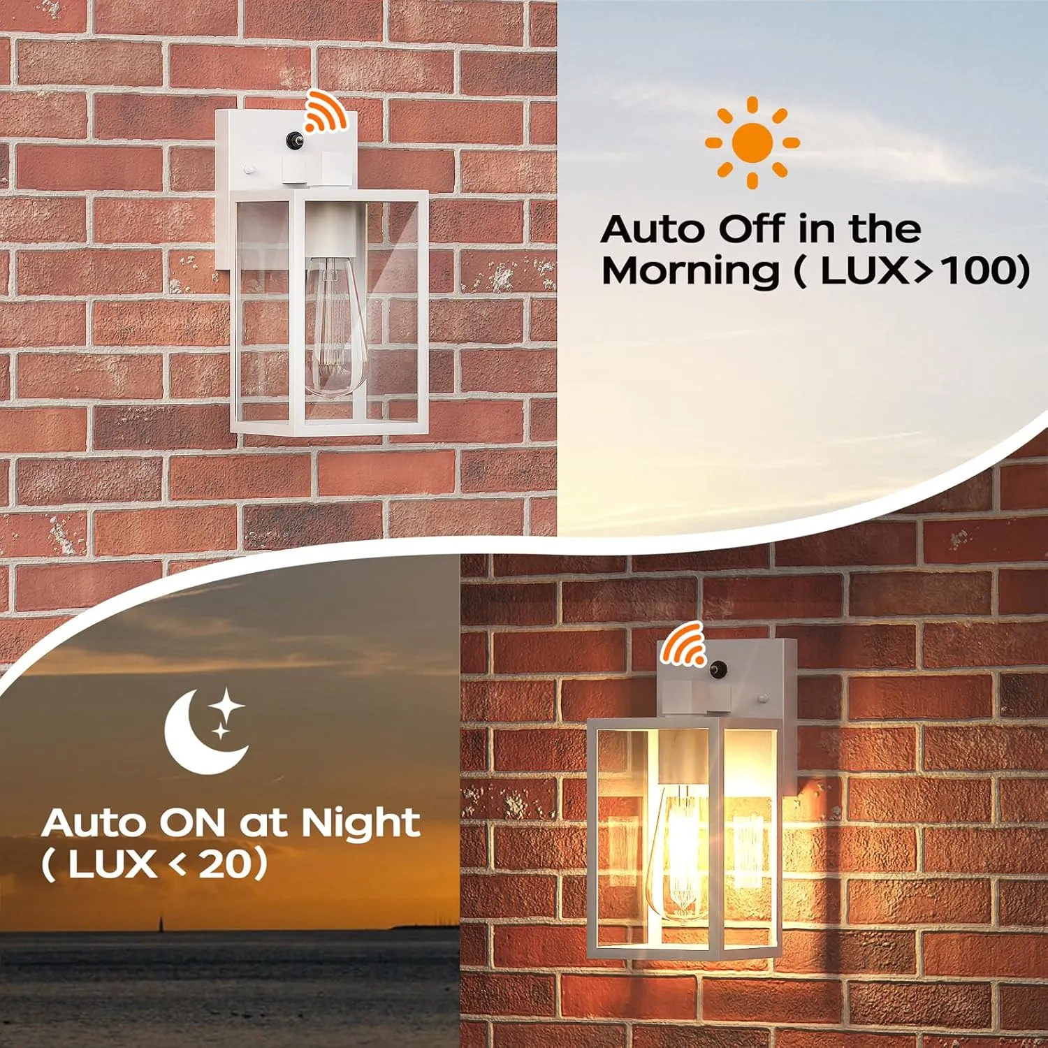 WIHTU Outdoor Wall Light Fixtures Dusk to Dawn, 4 Pack Exterior Lighting Waterproof Lantern, Porch Lights With E26 Sockets, White Wall Sconce for Front Door Patio Garage