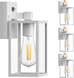WIHTU Outdoor Wall Light Fixtures Dusk to Dawn, 4 Pack Exterior Lighting Waterproof Lantern, Porch Lights With E26 Sockets, White Wall Sconce for Front Door Patio Garage