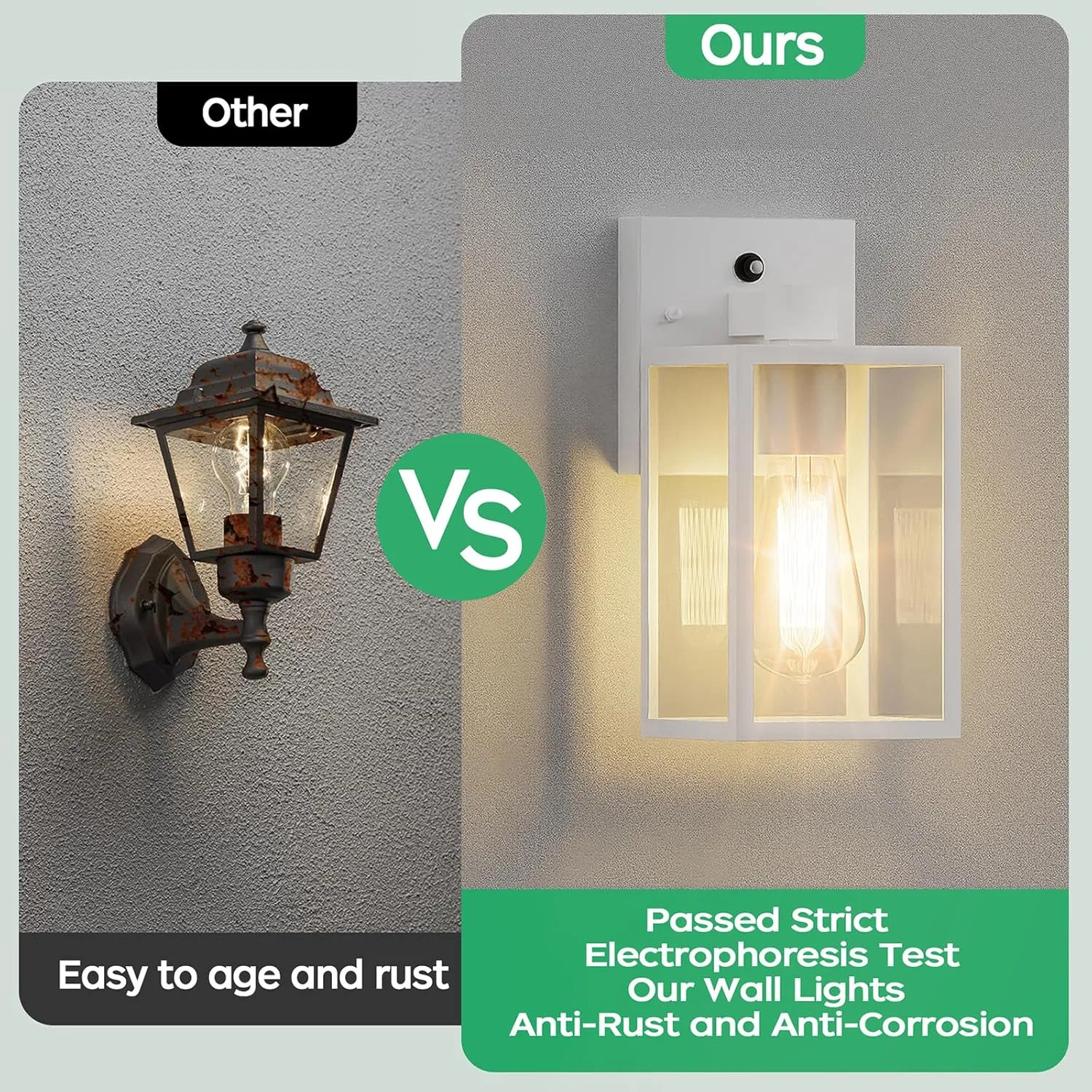 WIHTU Outdoor Wall Light Fixtures Dusk to Dawn, 4 Pack Exterior Lighting Waterproof Lantern, Porch Lights With E26 Sockets, White Wall Sconce for Front Door Patio Garage