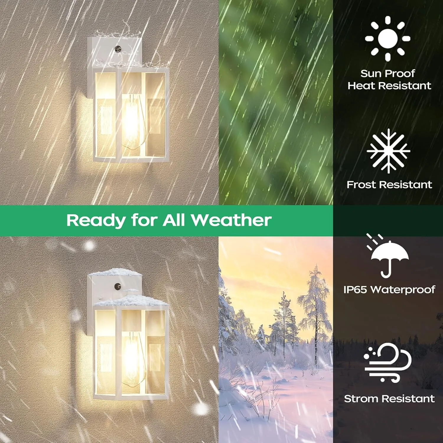 WIHTU Outdoor Wall Light Fixtures Dusk to Dawn, 4 Pack Exterior Lighting Waterproof Lantern, Porch Lights With E26 Sockets, White Wall Sconce for Front Door Patio Garage