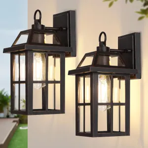 WIHTU Porch Lights with Glass Shade, Brown Outdoor Wall Lantern, Waterproof Wall Sconce Light, Fixtures Exterior Wall Lighting, Aluminum Wall Mount Lanterns, Anti-Rust Front Door Wall Mount Lighting