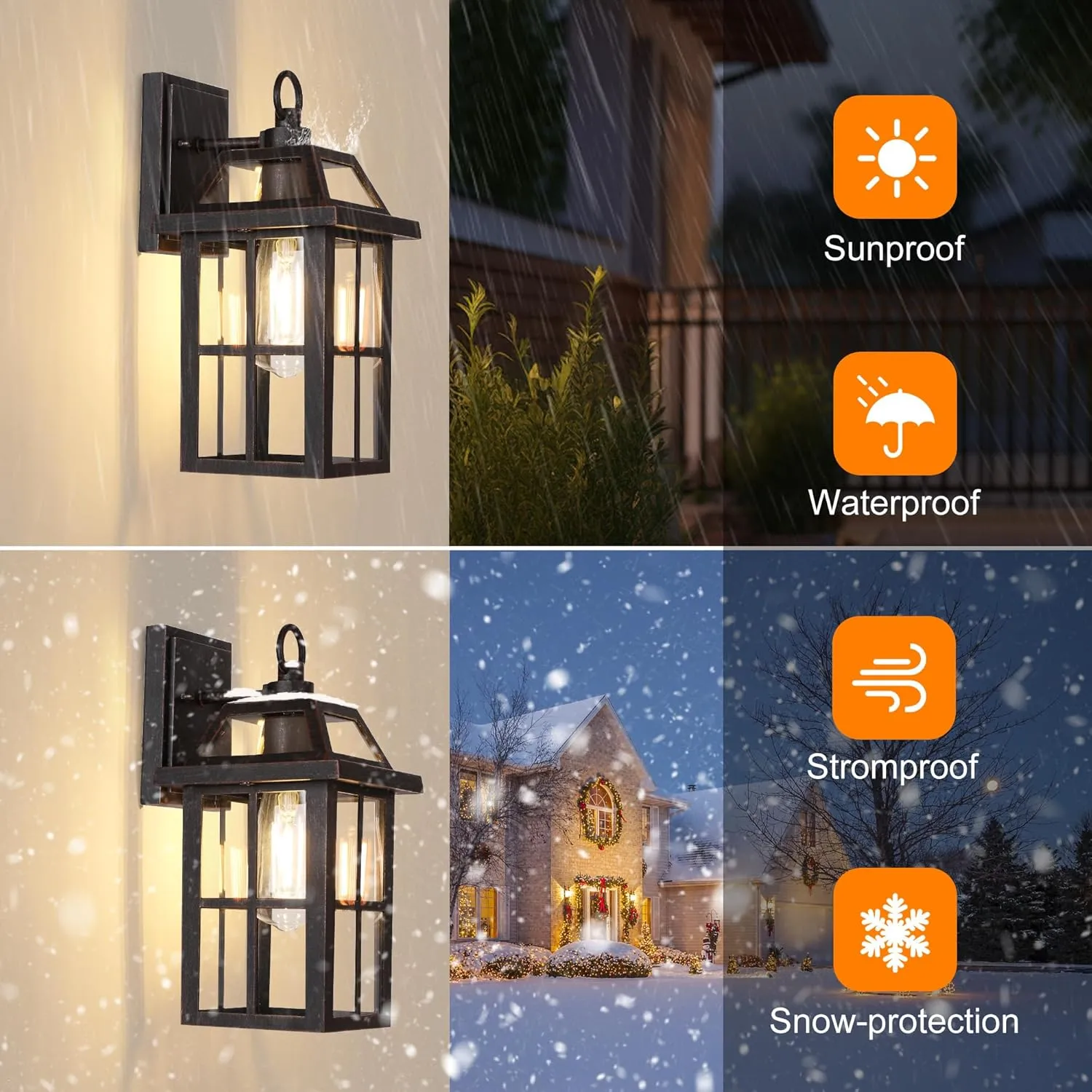 WIHTU Porch Lights with Glass Shade, Brown Outdoor Wall Lantern, Waterproof Wall Sconce Light, Fixtures Exterior Wall Lighting, Aluminum Wall Mount Lanterns, Anti-Rust Front Door Wall Mount Lighting