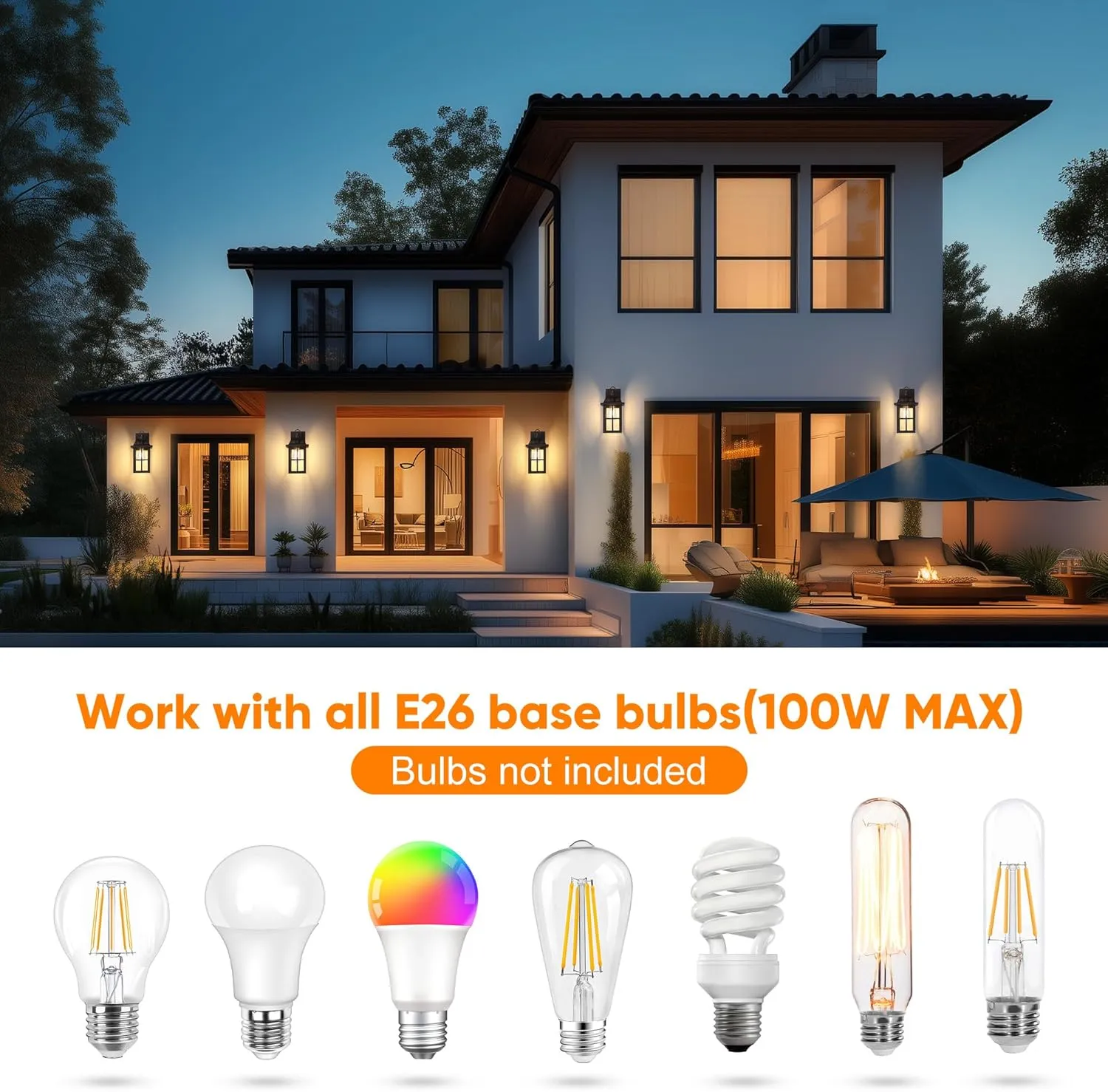 WIHTU Porch Lights with Glass Shade, Brown Outdoor Wall Lantern, Waterproof Wall Sconce Light, Fixtures Exterior Wall Lighting, Aluminum Wall Mount Lanterns, Anti-Rust Front Door Wall Mount Lighting