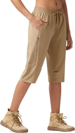 Willit Womens 15" Long Shorts Below Knee Length Capri Hiking Cargo Lightweight Quick Dry Water Resistant Zipper Pocket