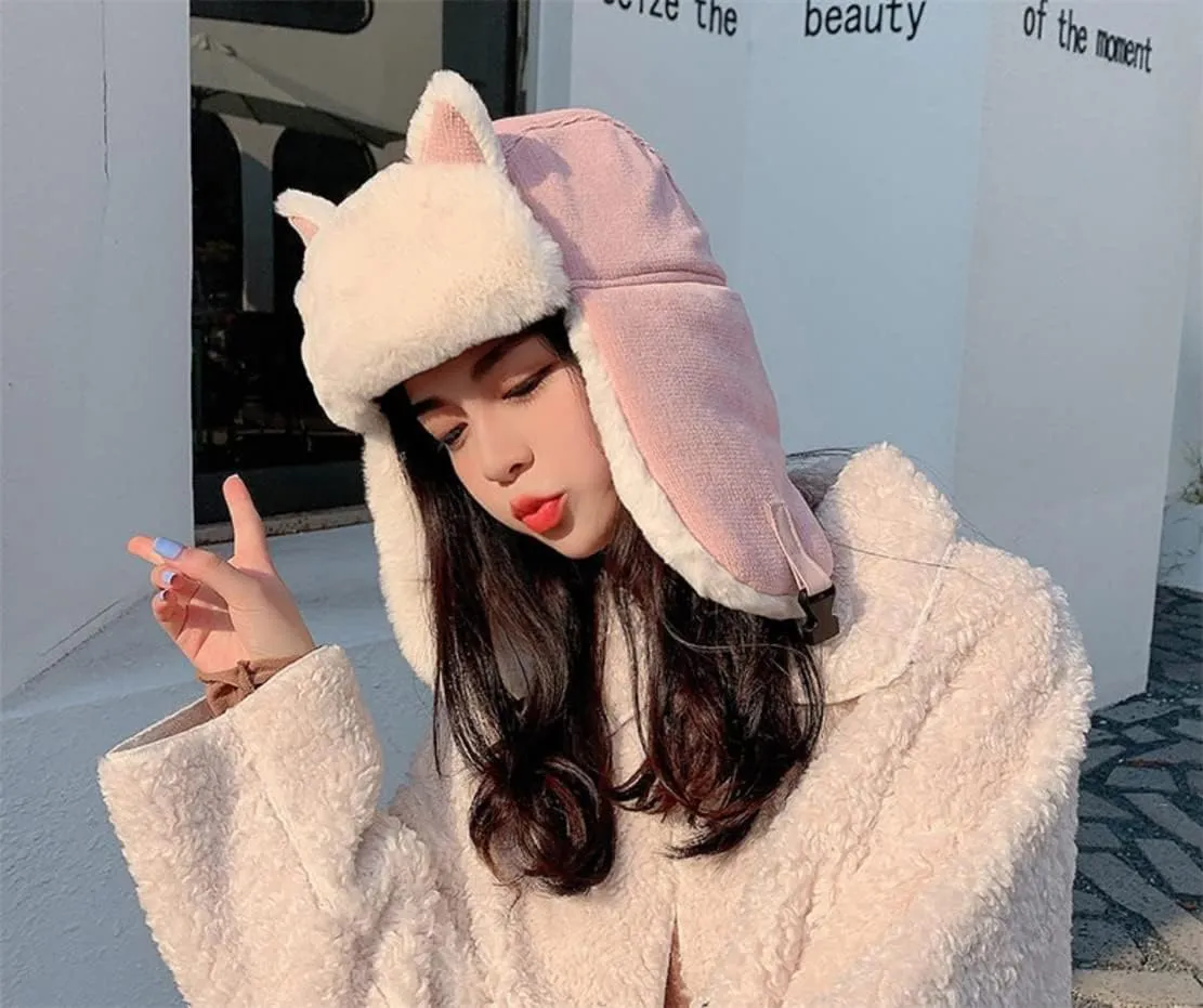 Winter Trapper Hat,Russian Ushanka Trooper Aviator Hats for Girl & Women,Snow Eskimo Hat with Ear Flaps for Cold Weather.