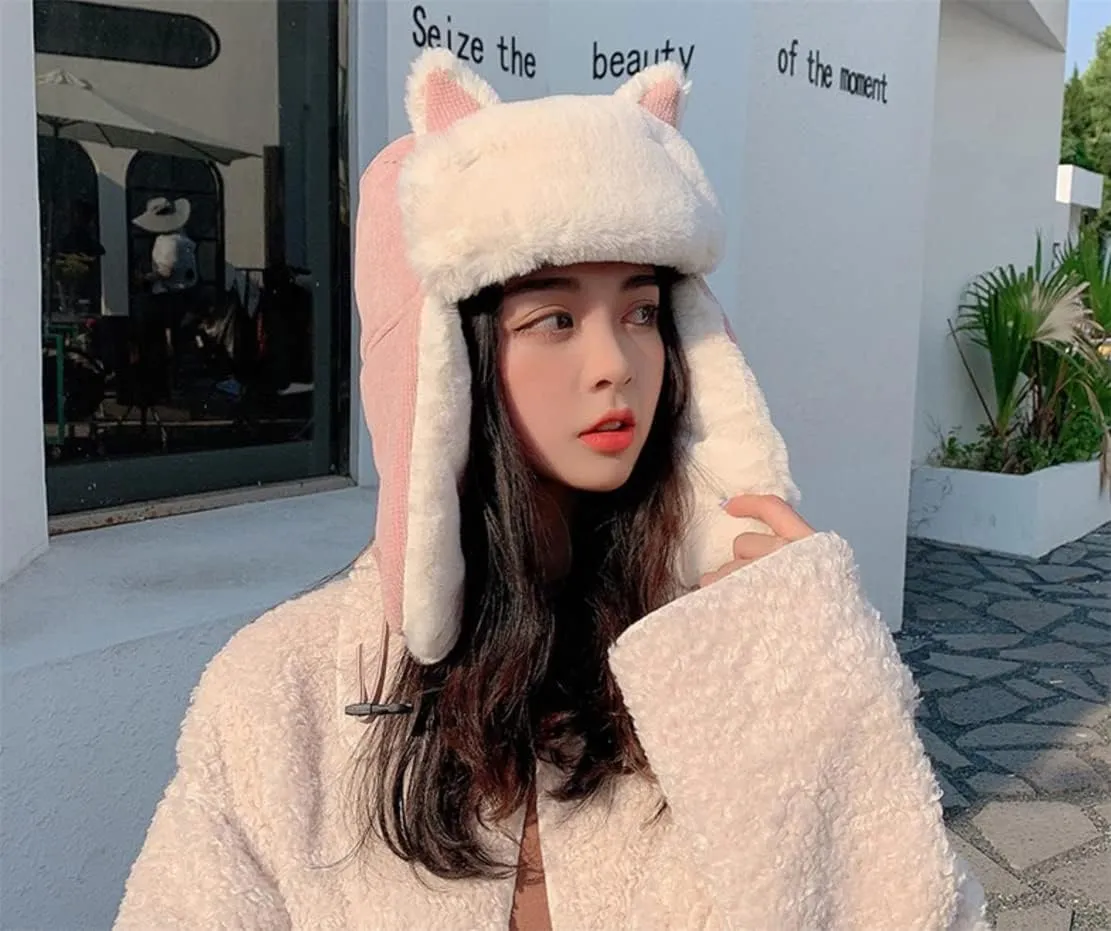 Winter Trapper Hat,Russian Ushanka Trooper Aviator Hats for Girl & Women,Snow Eskimo Hat with Ear Flaps for Cold Weather.