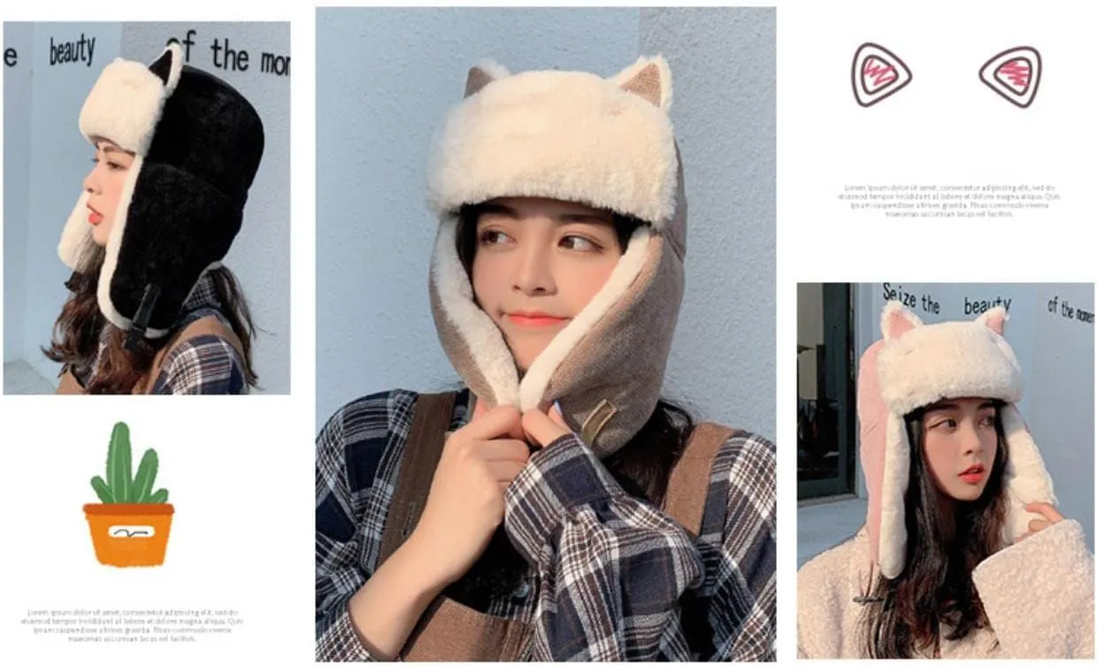 Winter Trapper Hat,Russian Ushanka Trooper Aviator Hats for Girl & Women,Snow Eskimo Hat with Ear Flaps for Cold Weather.