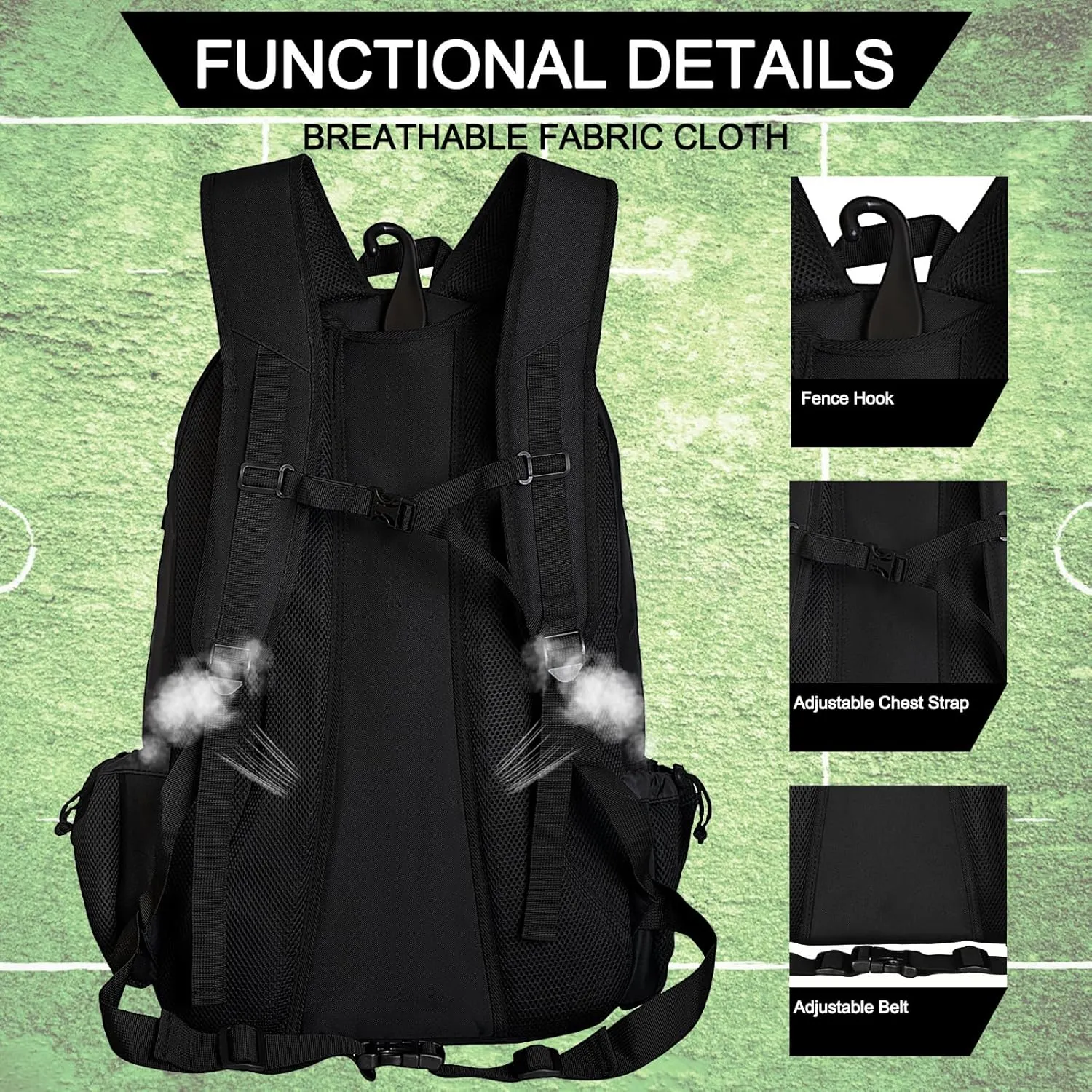 WOLT Lacrosse Bag-Lacrosse Backpack with Two Sticks Holder-Large Field Hockey Bag Holds All Sport Gears