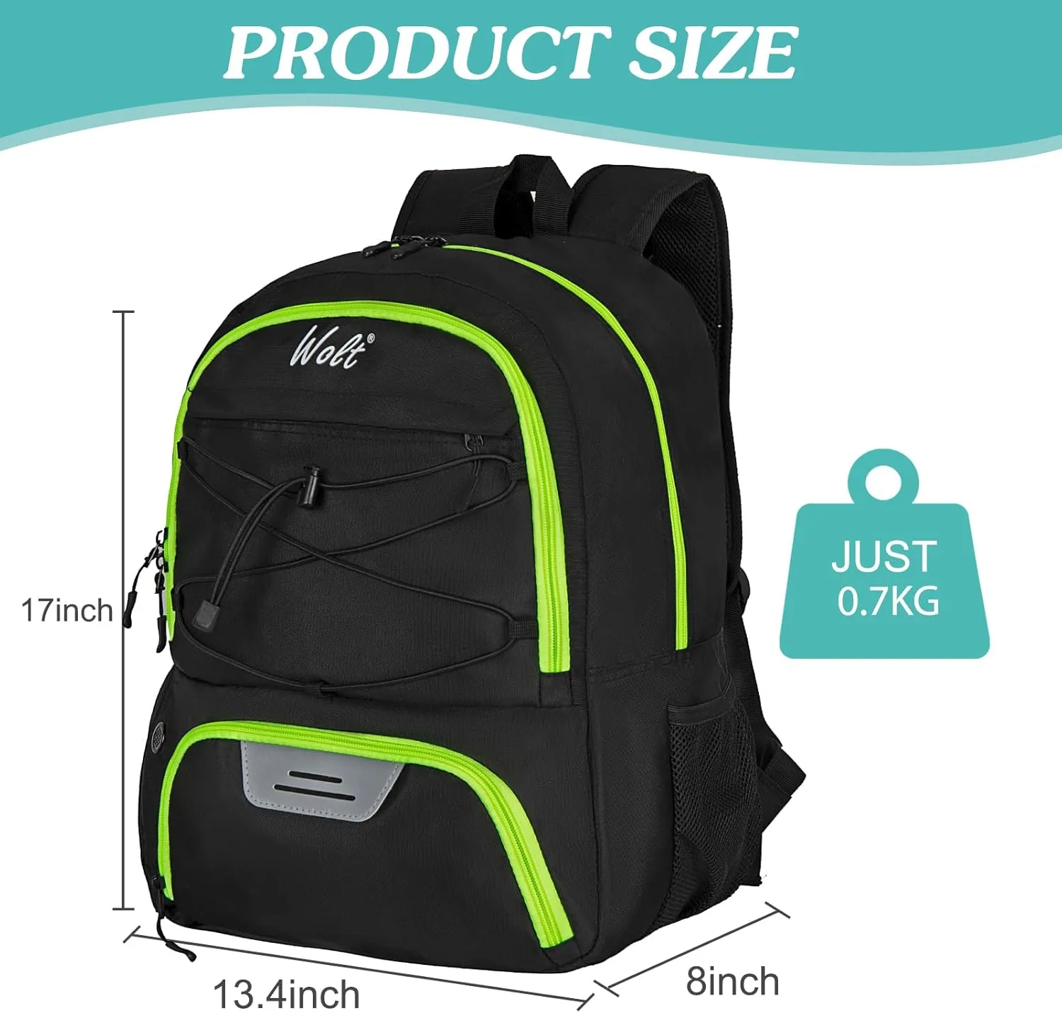 WOLT Youth Soccer Bag, Soccer Backpack, Basketball Backpack with Cleat Shoe and Ball Compartments Volleyball Backpack