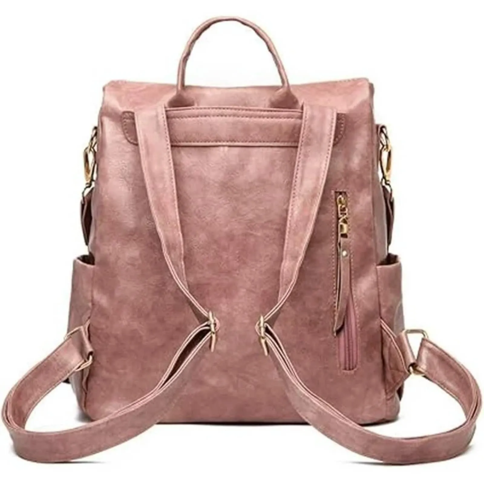 Women Flexible Backpack Ladies Shoulder Complete collection Leather Purse College School Bags with Colorful Pink Designer Convertible Fashion Strap,