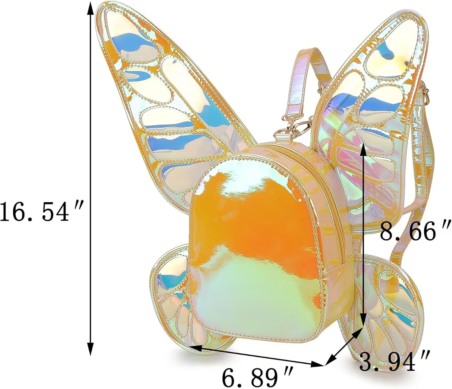 Women's Laser Holographic Backpack Butterfly Angel Wings Casual Daypack Fairy Wings Backpack for Women
