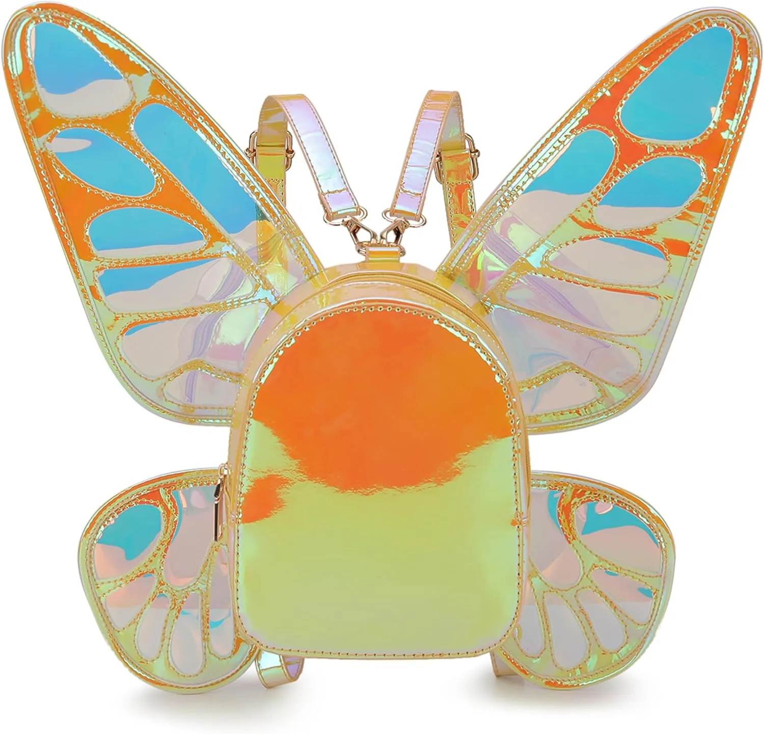 Women's Laser Holographic Backpack Butterfly Angel Wings Casual Daypack Fairy Wings Backpack for Women