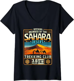 Womens Official Member of the Sahara Desert Trekking Club Adventure V-Neck T-Shirt